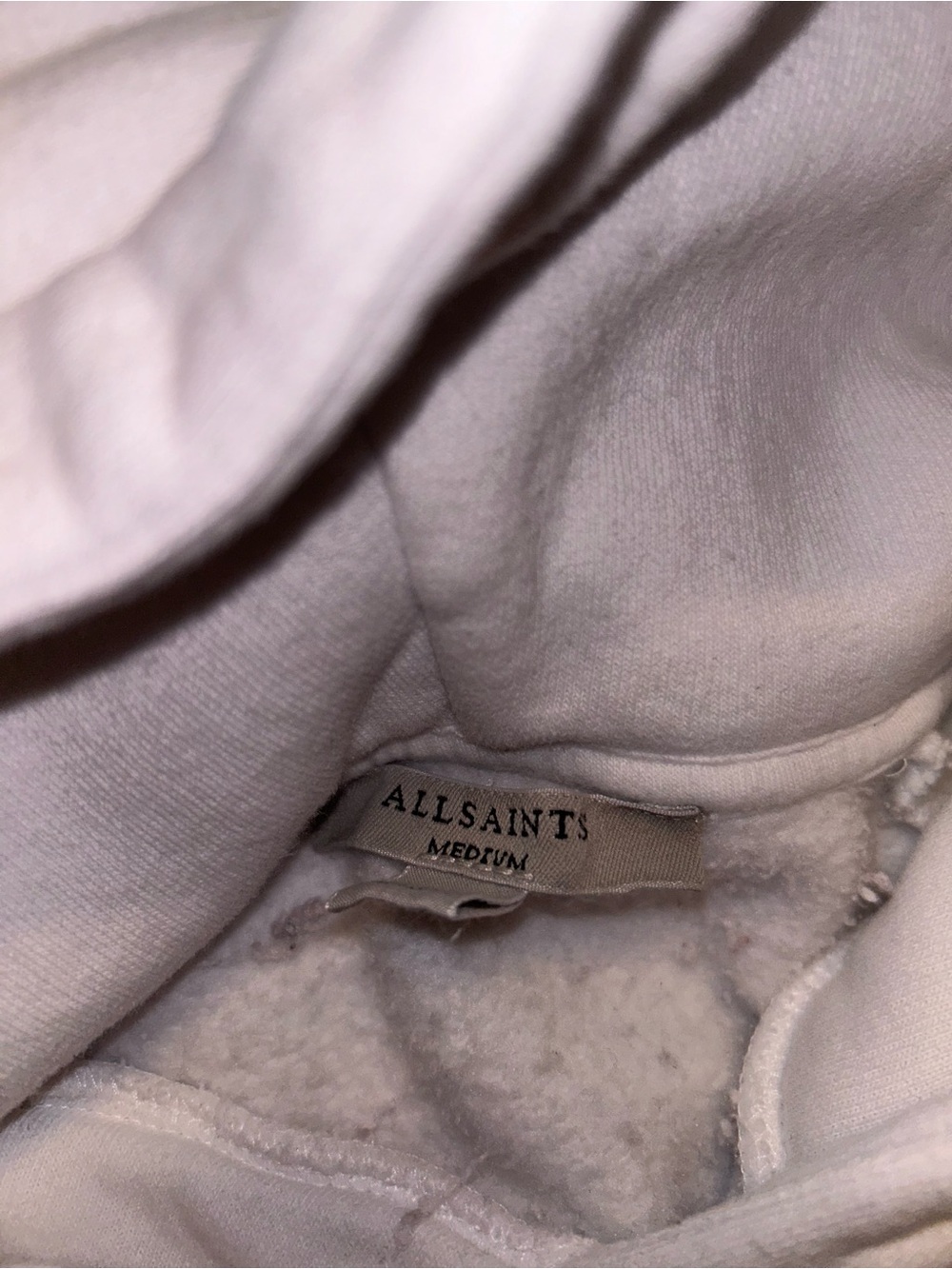 Women’s White All Saints Hoodie Medium - Picture 2 of 3